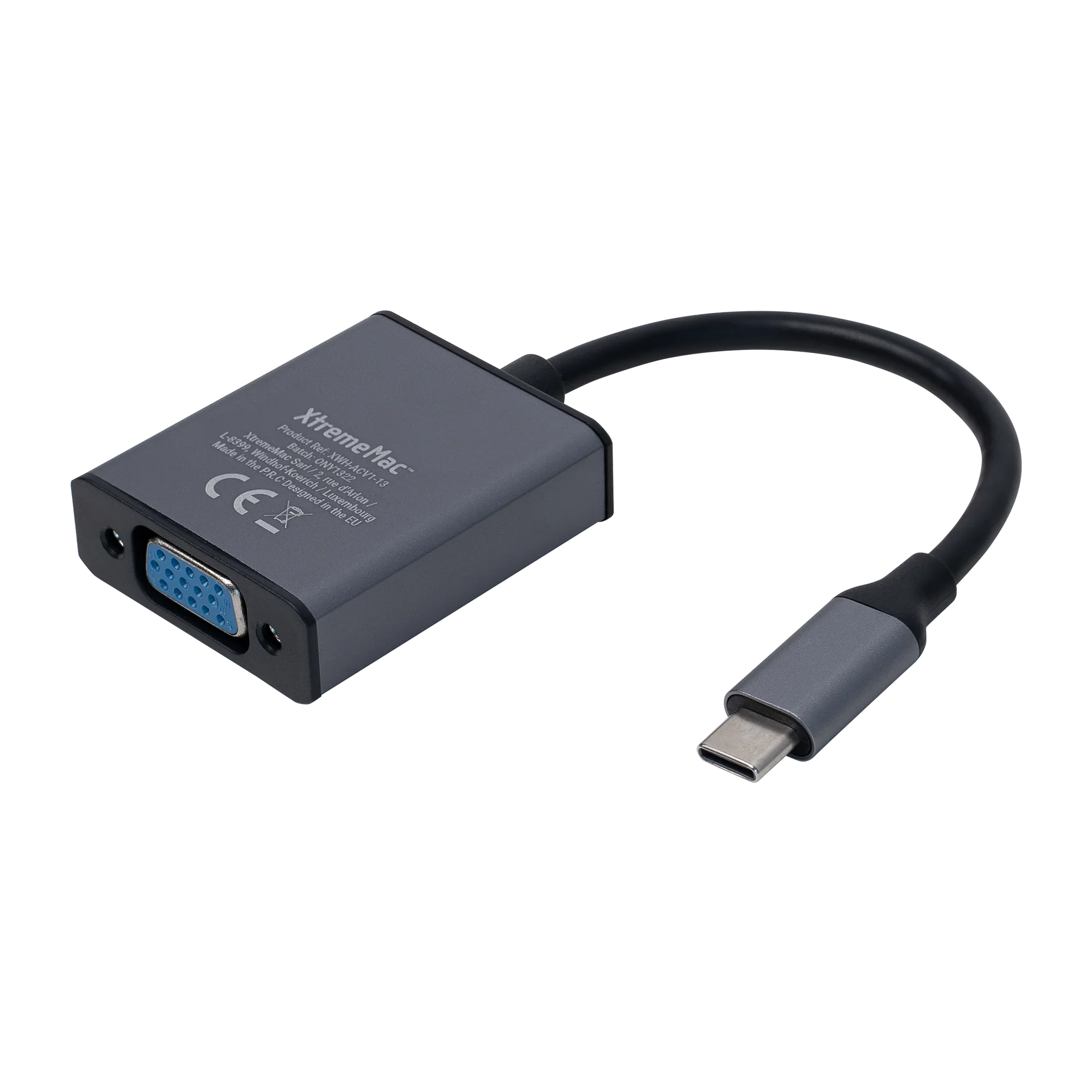XtremeMac Type-C To VGA Adapter - Gray - Tashqila XtremeMac Type-C To VGA Adapter - Gray - Tashqila
